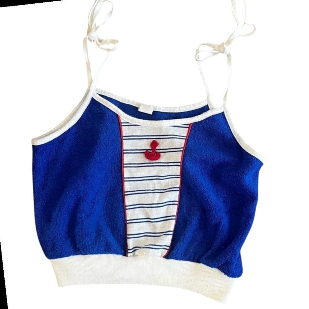 Vintage sz 8 girls Blue and White Striped Tank Top